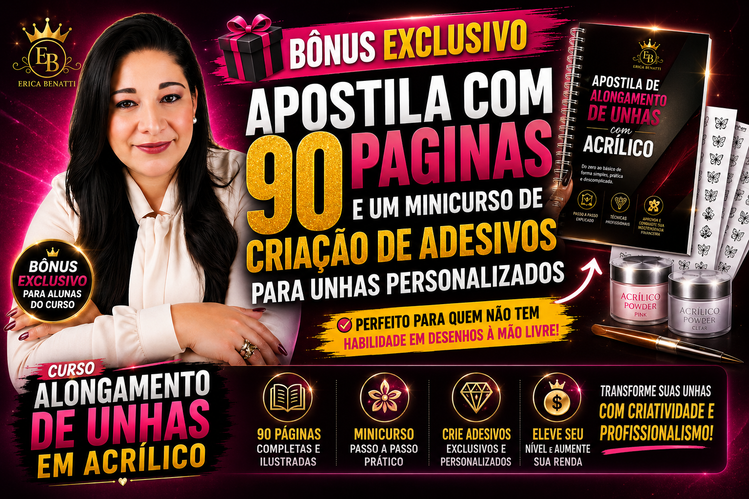 Bônus Exclusivo: Aprenda Fazer Adesivos para Unhas do Zero